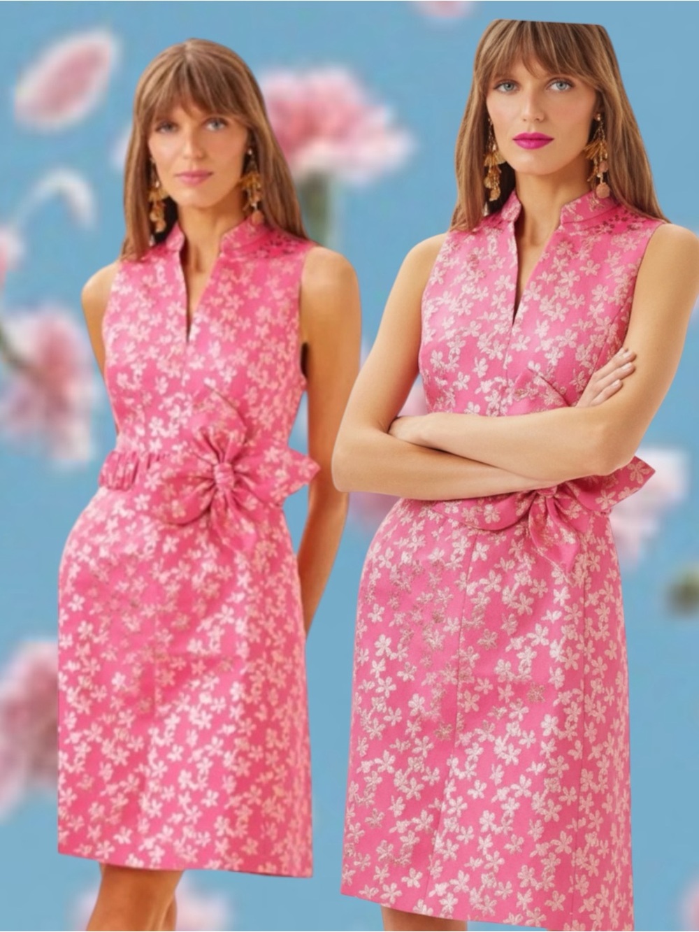 Lilly Pulitzer Tazie Hot Pink Dress with Gold Floral Accents💕💕 - Picture 9 of 9
